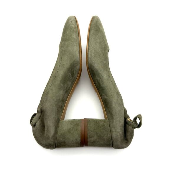 Everlane The Italian Leather Day Heel Suede Olive Green 6 - Picture 7 of 13